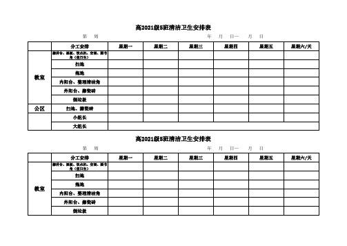 班级清洁卫生安排表