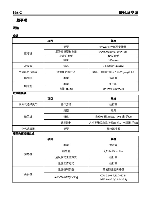 2011起亚K5暖风及空调维修手册