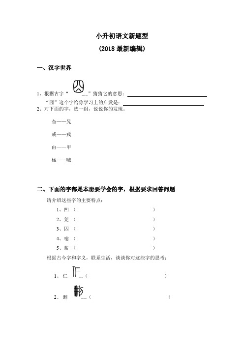 小升初语文：新题型汇总(2018最新审定)