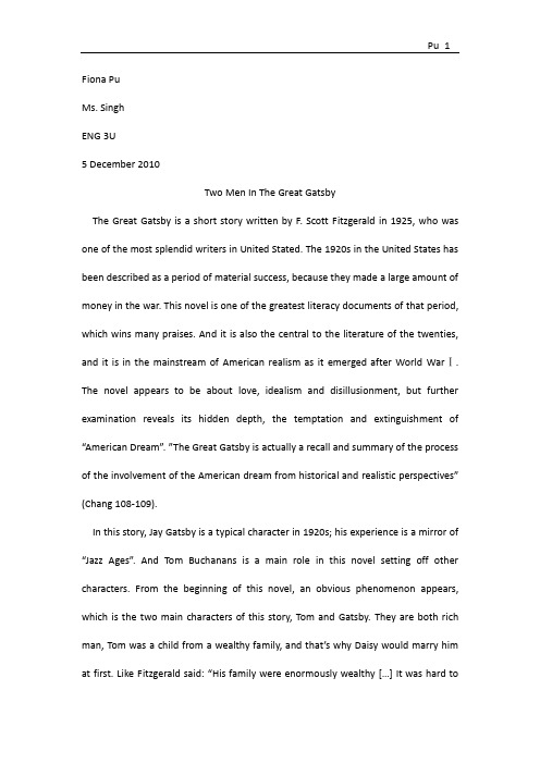 the great gatsby essay