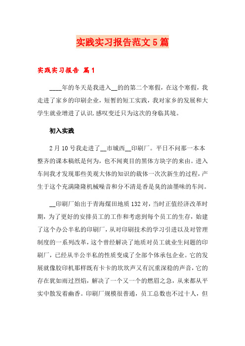 【word版】实践实习报告范文5篇