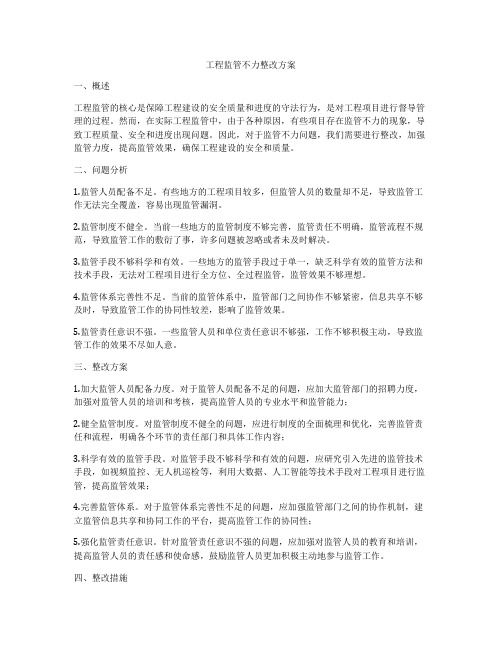 工程监管不力整改方案