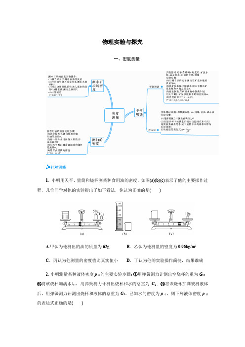 物理实验与探究—2021年浙江省中考科学复习专项训练(含思维导图)