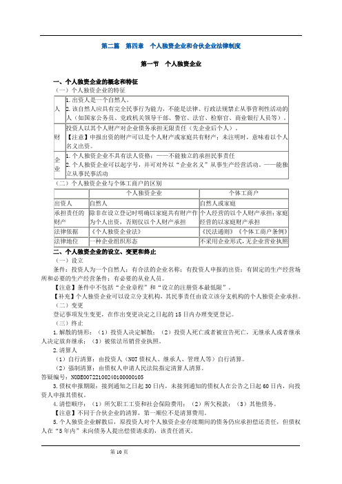 个人独资企业和合伙企业法律制度