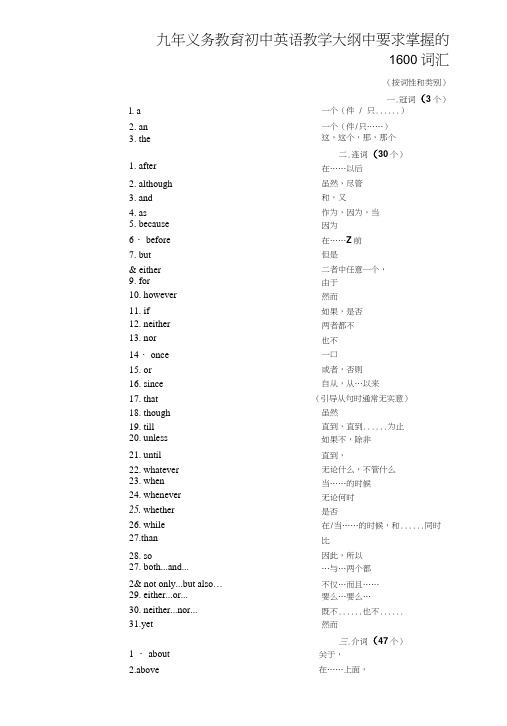 初中英语单词词汇中考1600按词性分类.doc