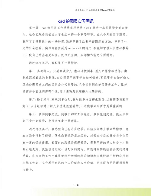 cad绘图员实习周记