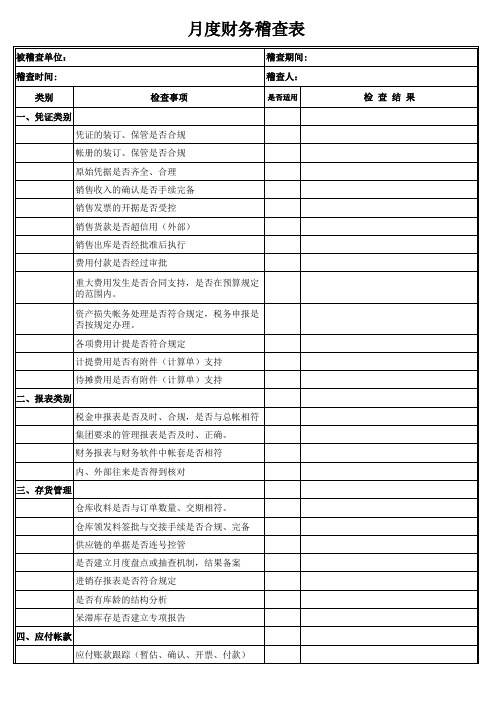 集团财务管理--财务稽查管控表