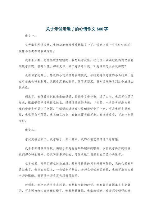 关于考试考砸了的心情作文600字