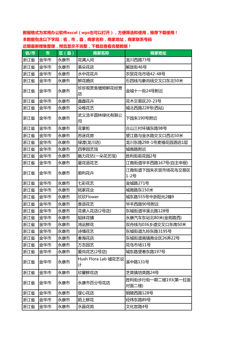 2020新版浙江省金华市永康市花卉工商企业公司商家名录名单联系电话号码地址大全156家