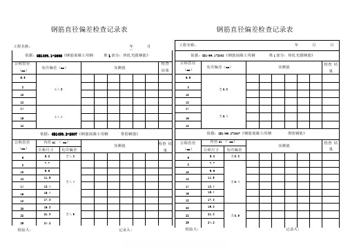 钢筋直径偏差记录表