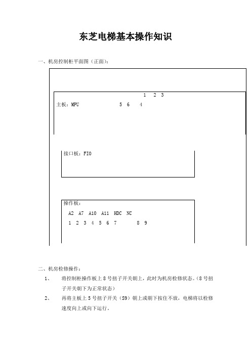 东芝电梯基本操作知识