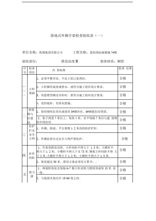 脚手架检查验收表