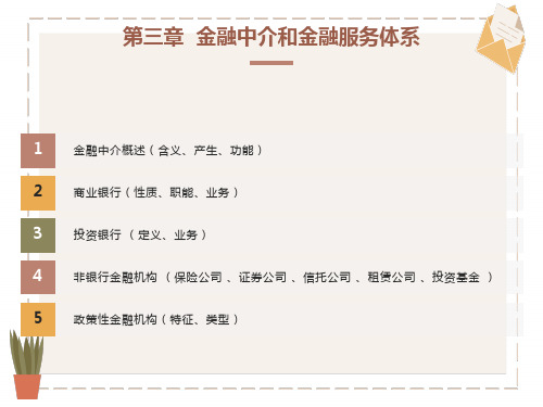 货币银行学张尚学第三章金融中介和金融服务体系