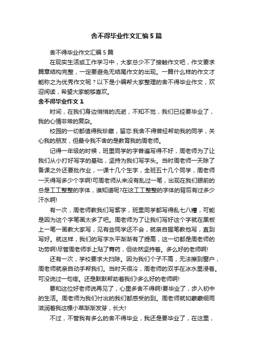 舍不得毕业作文汇编5篇