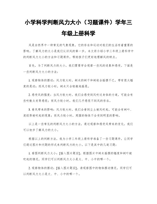 小学科学判断风力大小(习题课件)学年三年级上册科学