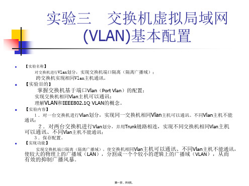 交换机虚拟局域网(VLAN)基本配置(与“交换机”有关的文档共9张)