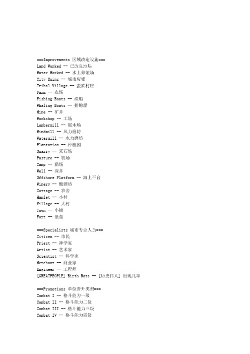 文明4关键词中英文对照