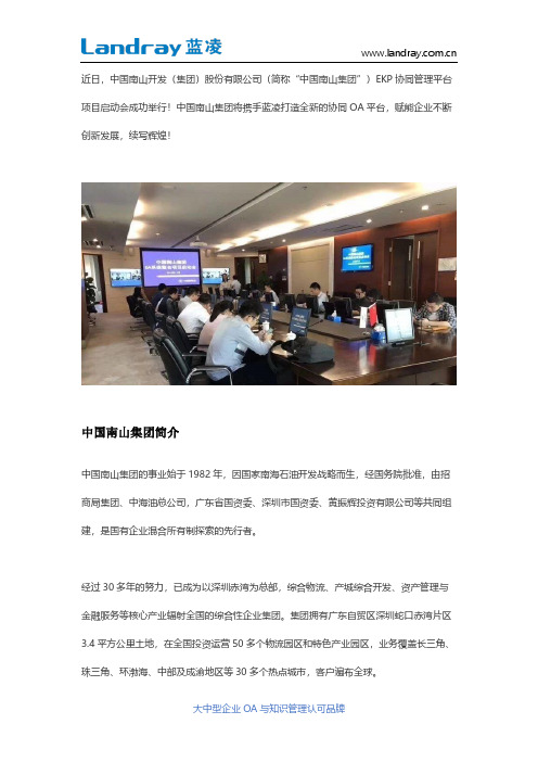 中国南山集团选择蓝凌OA,助力企业高效发展