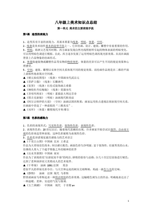 人教美术8上第1单元复习知识点