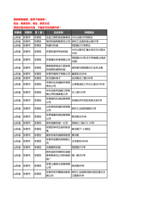 新版山东省东营市东营区机械机电企业公司商家户名录单联系方式地址大全72家