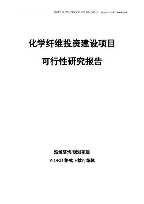 化学纤维投资建设项目可行性研究报告