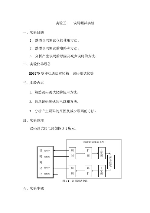 实验五    误码测试实验