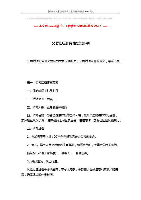 【精编范文】公司活动方案策划书-优秀word范文 (7页)