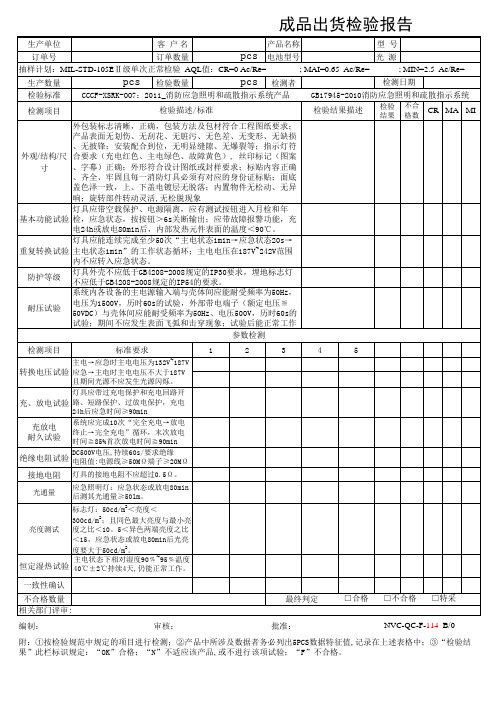 OQC-出货检验报告单