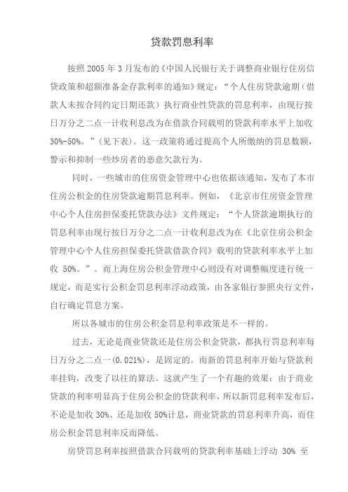 贷款罚息利率的计算方法