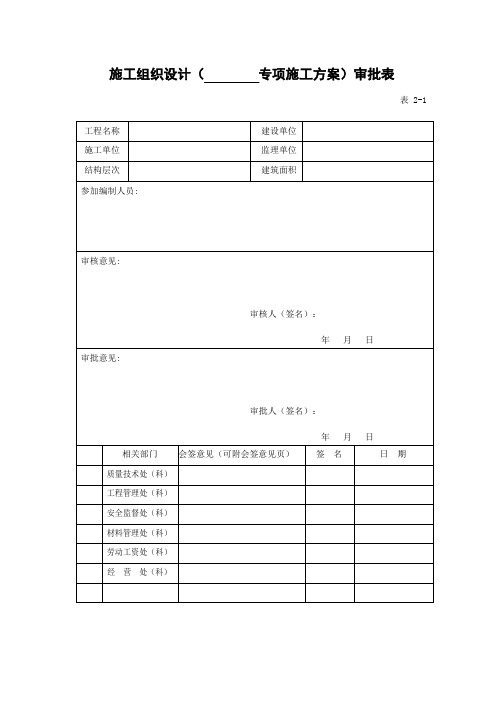 施工组织设计(专项施工方案)审批表