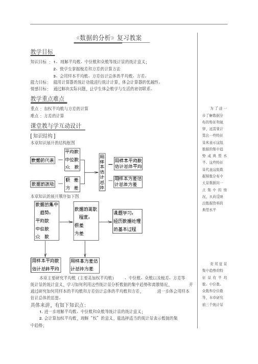 [初中数学]数据的分析复习教案人教版