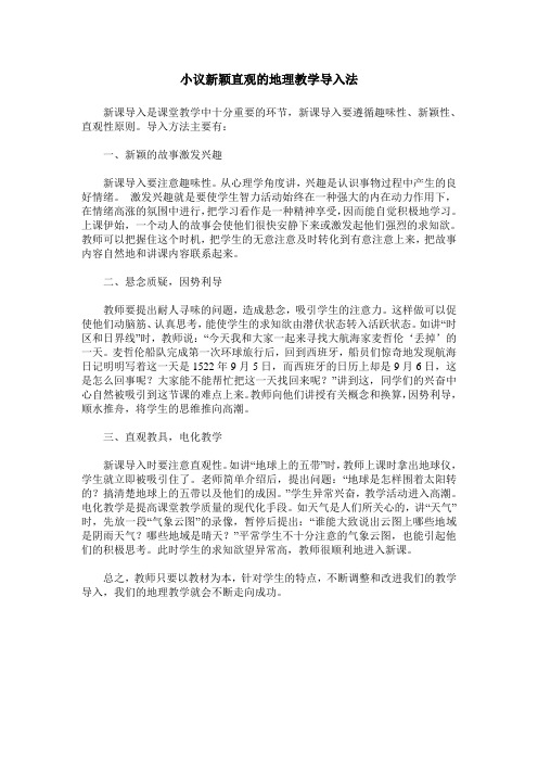 小议新颖直观的地理教学导入法