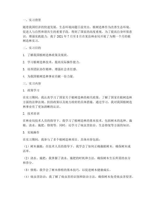 关于植树造林的实习报告