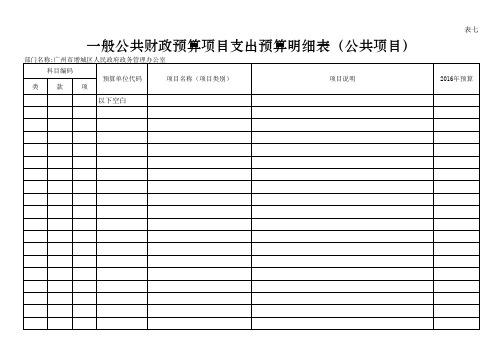 一般公共财政预算项目支出预算明细表(公共项目)