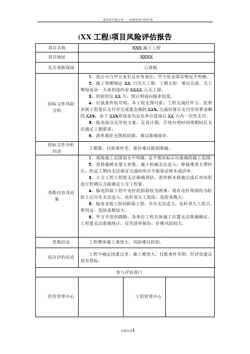 工程项目风险评估报告