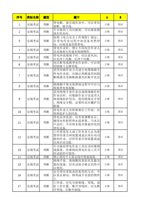 7.2018年“两种人 ”考试题库(带电作业类 (输变)