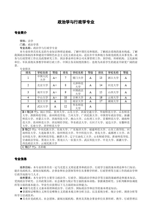 政治学与行政学专业简介