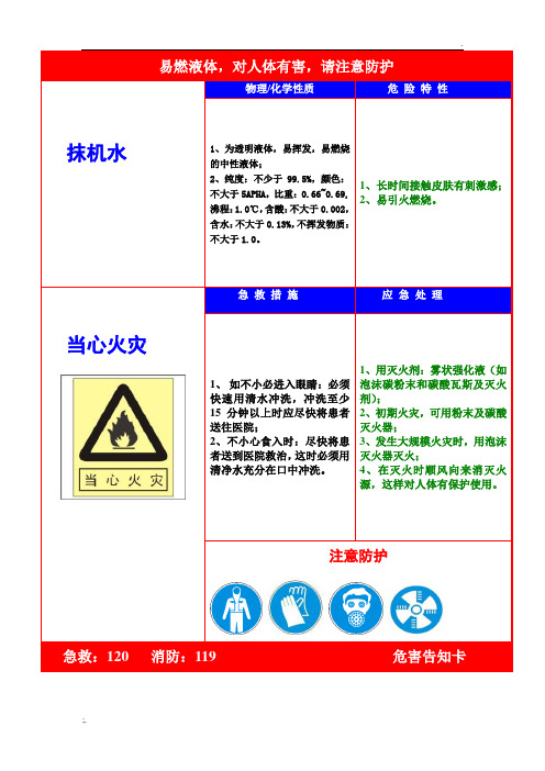 抹机水危害告知卡