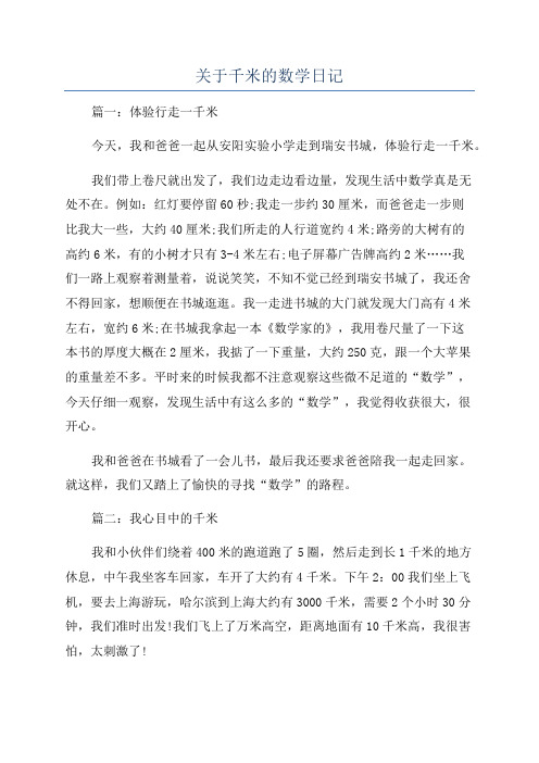 关于千米的数学日记