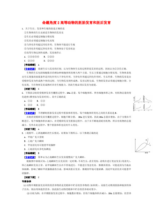 2020高考生物 考点命题角度预测练习 考点15 生物的个