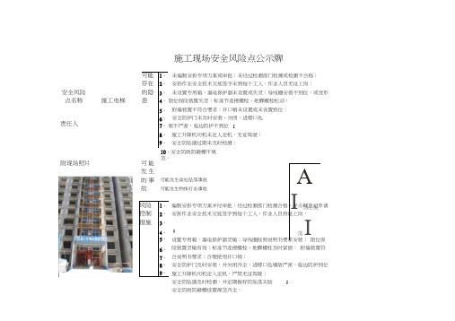 施工现场施工电梯安全风险点公示牌