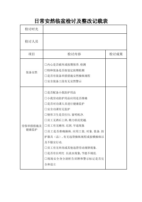 日常安全生产检查记录表