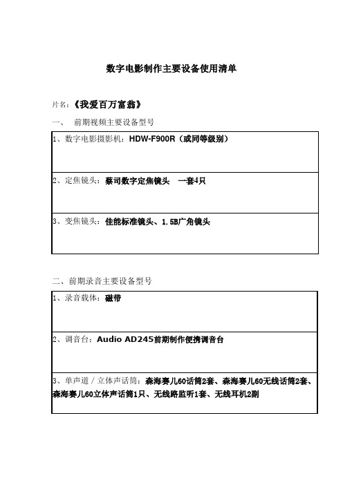 国家广电总局——数字电影设备要求及制作标准