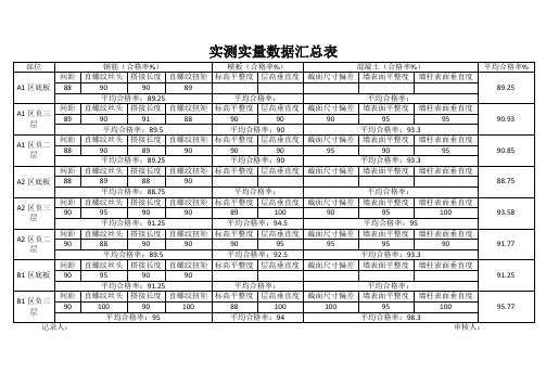 实测实量数据汇总表