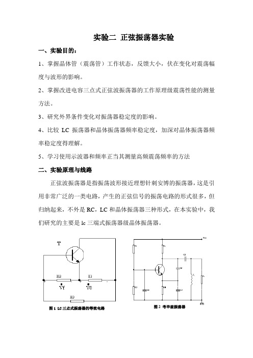 实验二正弦振荡器实验