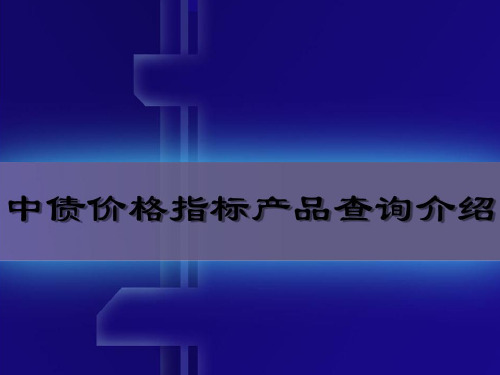 中债价格指标产品介绍