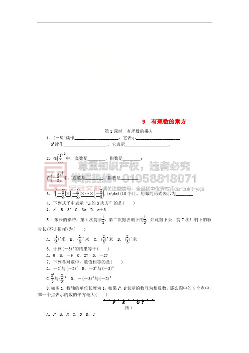 七年级数学上册 第二章 有理数及其运算 2.9 有理数的乘方 2.9.1 有理数的乘方同步练习 (新版)北师大版