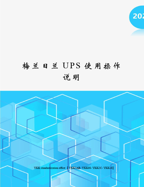 梅兰日兰UPS使用操作说明审批稿