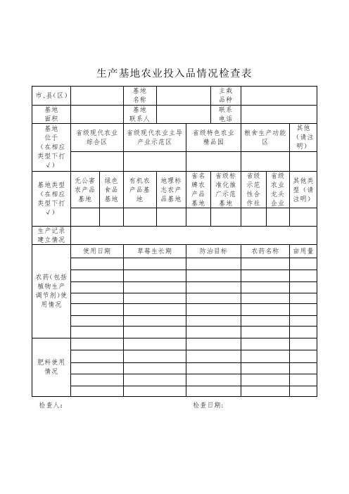 推荐-生产基地农业投入品情况检查表 精品