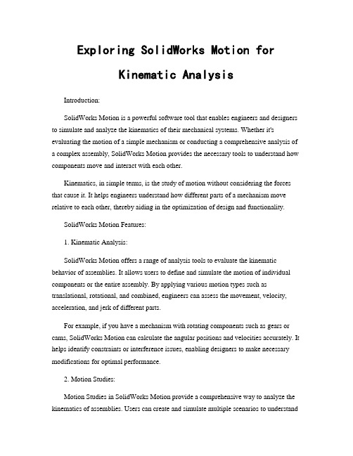 Exploring SolidWorks Motion for Kinematic Analysis